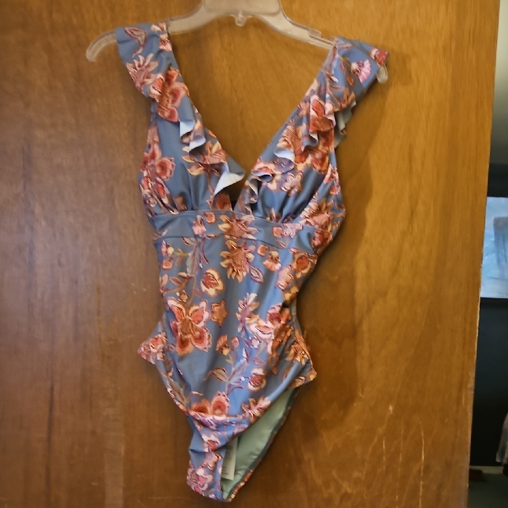 Cupshe Blue Floral One Piece Swimsuit